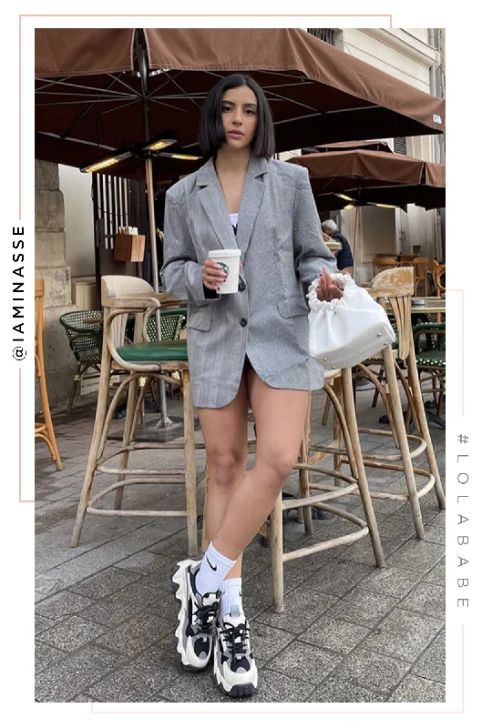 Isabelle Oversized Plaid Blazer - Black Women's Fashion Blazer