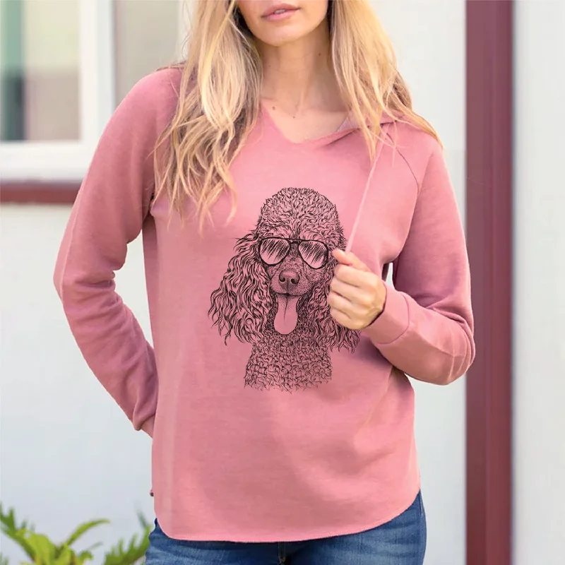 Aviator Teddy the Mini Poodle - Cali Wave Hooded Sweatshirt Hoodie with Hem Patch Decorative Personalized Aviator Teddy the Mini Poodle - Cali Wave Hooded Sweatshirt Hoodie with Hem Patch Decorative Personalized