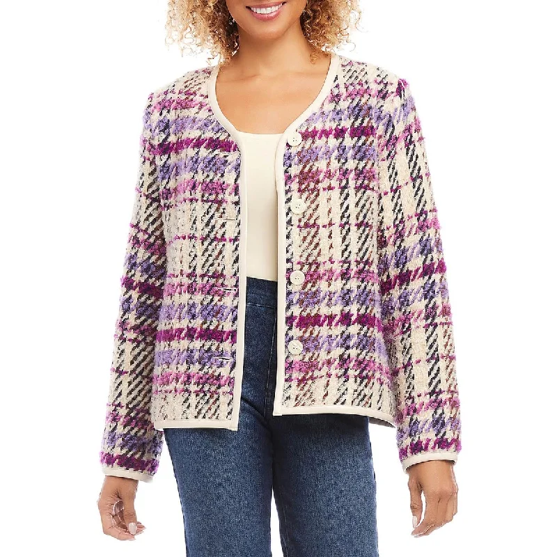 Karen Kane Womens Majestic Magenta Wool Plaid Cardigan Sweater Boxy Cardigan Fitted Cardigan A-Line Karen Kane Womens Majestic Magenta Wool Plaid Cardigan Sweater Boxy Cardigan Fitted Cardigan A-Line