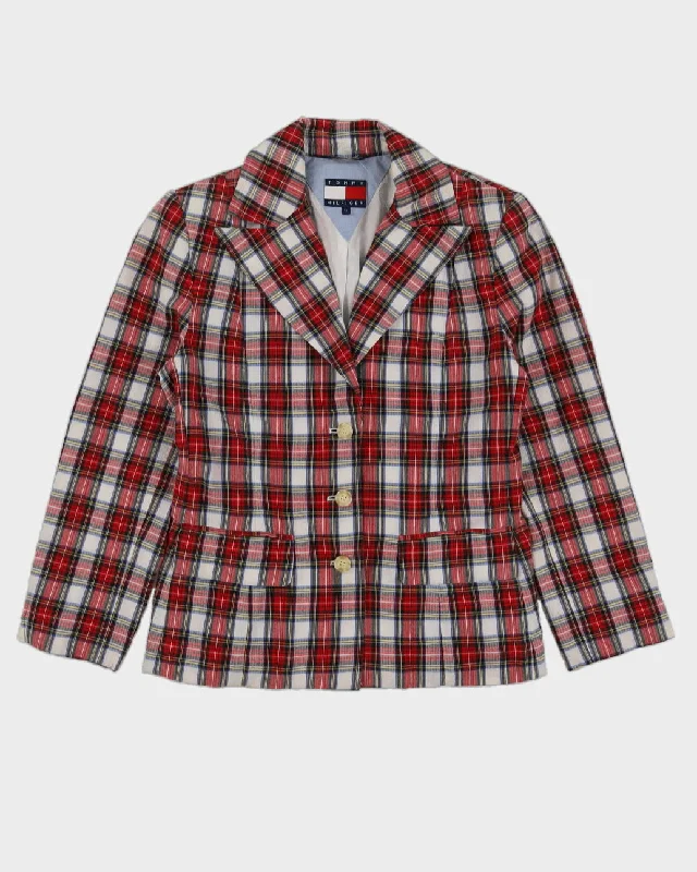 Tommy Hilfiger Women's Red Check Blazer - S Linen Women's Suit