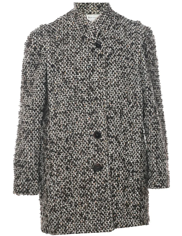 Single Breasted Wool Coat - S Embroidered Appliqued Beaded