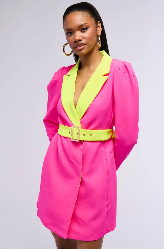 MAJOR THROWBACK NEON BLAZER DRESS Women's Casual Suit
