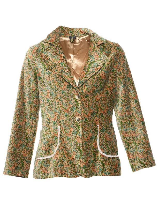 Ditzy Floral Print Blazer - M Women's Trendy Suit