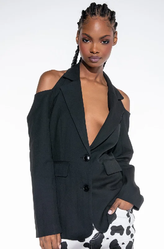 90S PINSTRIPE HALTER BLAZER Women's Short Blazer