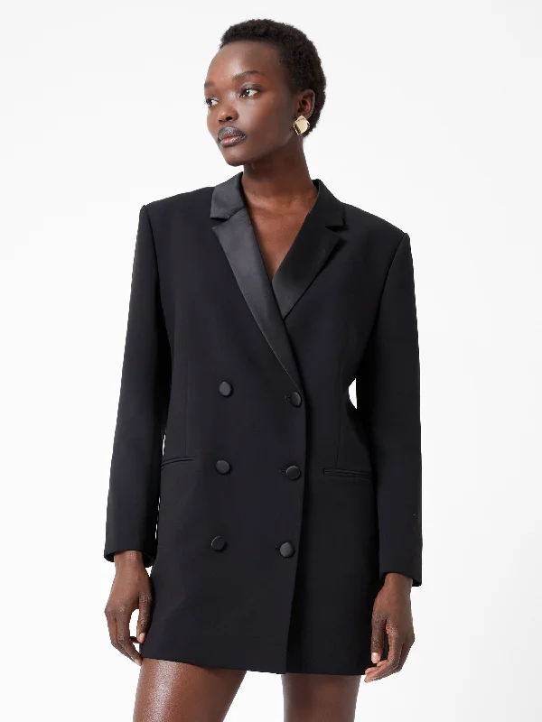Azra Carey Satin Collar Mini Blazer Dress Winter Women's Blazer