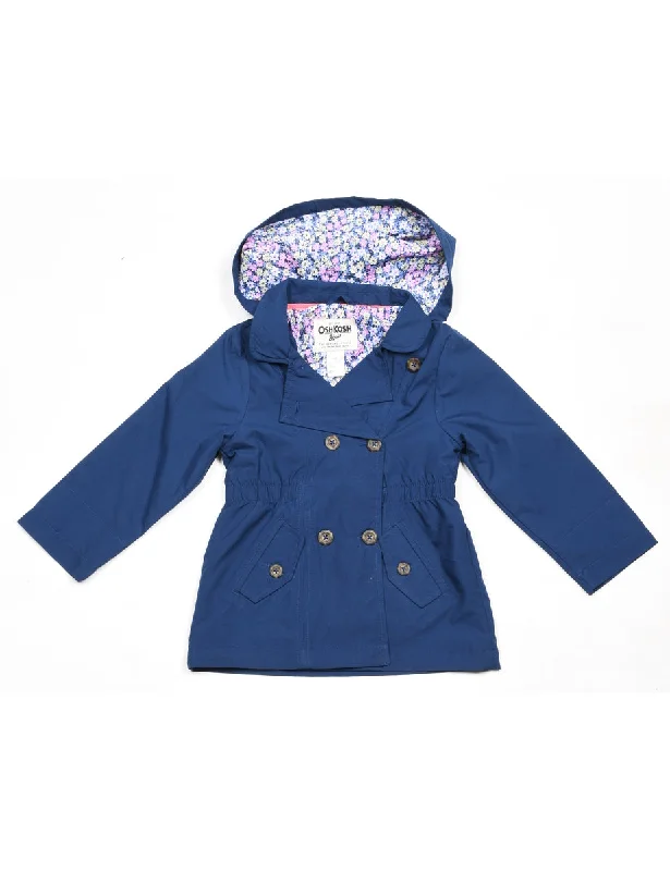 Osh Kosh B'Gosh Navy Hooded Coat - 4 YEARS Asymmetrical Diagonal princess