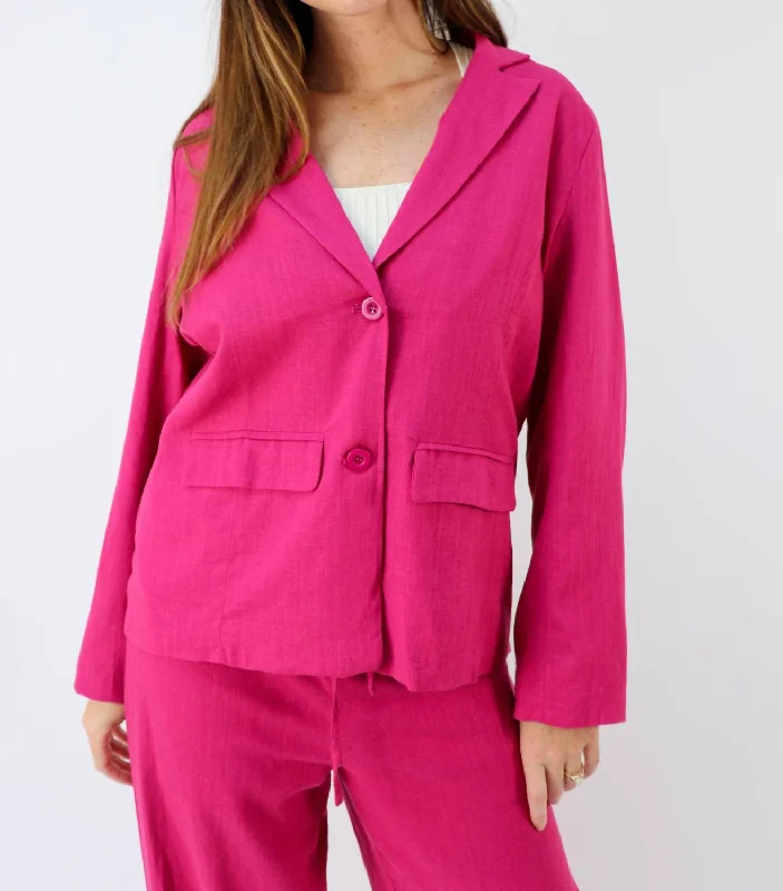 Power Move Linen Blazer in Magenta Women's Casual Suit