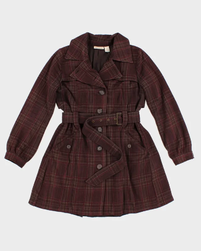 Women's DKNY Donna Karan Check Coat - M Rayon Velvet Corduroy