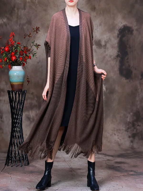 Autumn Patchwork Wool Irregular Coat For Women Cardigan Sweater Pullover