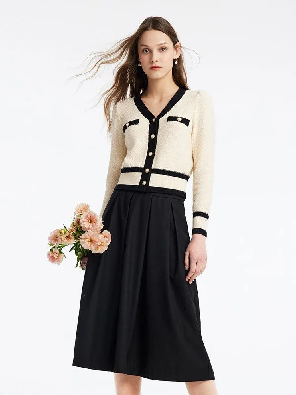 Classic Tweed Jacquard Cardigan And Skirt Two-Piece Suit Fitted Slim Tailored