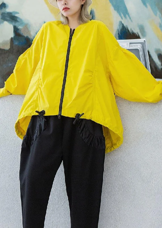 Style yellow Plus Size box short coat Photography drawstring hem fall outwear Pockets Sleeves Lining Style yellow Plus Size box short coat Photography drawstring hem fall outwear Pockets Sleeves Lining