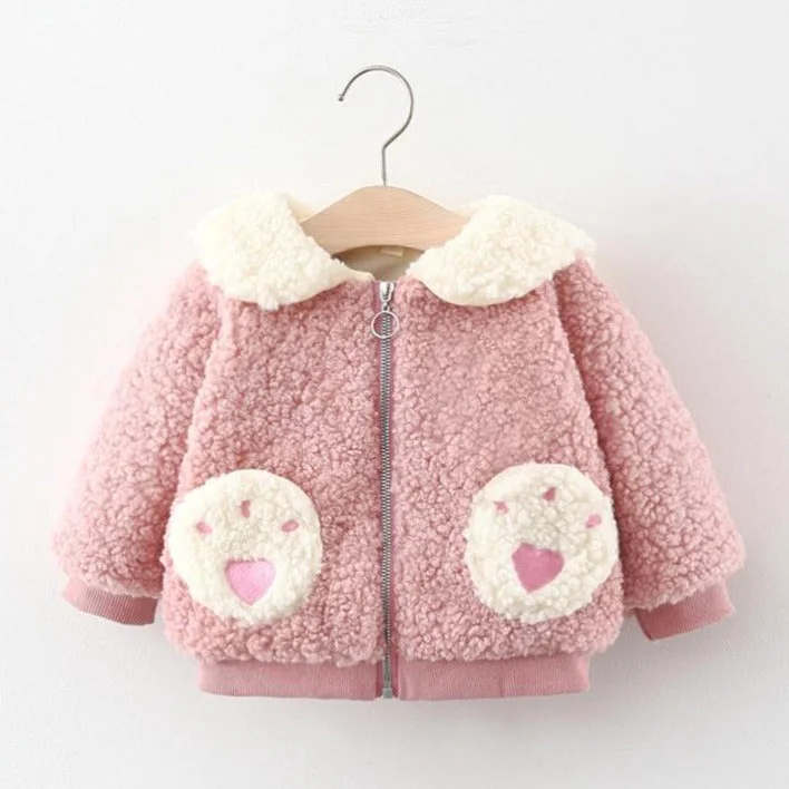 Cute Baby Zipper Rabbit Long-sleeved Wool Coat Asymmetrical Diagonal princess