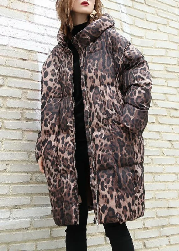 Casual Leopard women plus size Coats winter hooded zippered outwear Buttoned Toggled Snapped Casual Leopard women plus size Coats winter hooded zippered outwear Buttoned Toggled Snapped