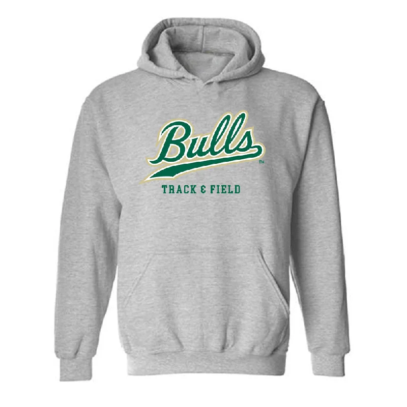 USF - NCAA Women's Track & Field : Sydni Studesville - Classic Fashion Shersey Hooded Sweatshirt Hoodie with Distressed Vintage Worn