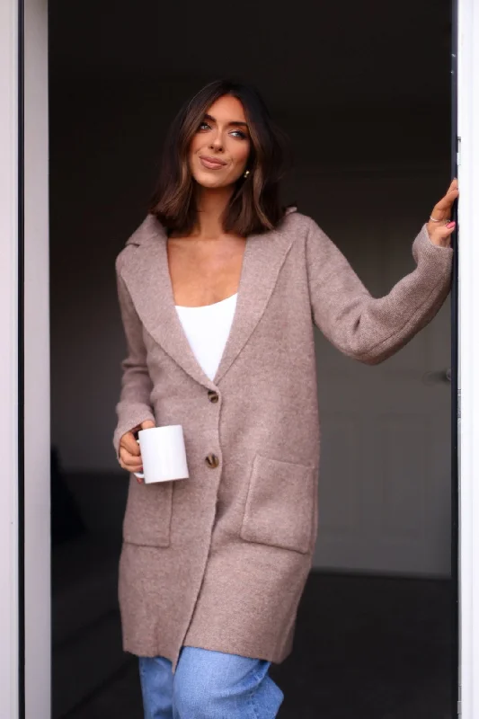 Chunky Mocha Cardigan Coat - FINAL SALE Sequined Glittery Shiny