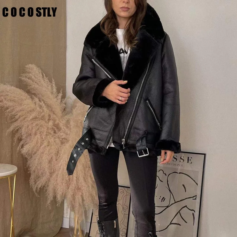 High Quality Woman's Faux Leather Fur Coat Hooded Jacket Zipper Jacket Button Jacket High Quality Woman's Faux Leather Fur Coat Hooded Jacket Zipper Jacket Button Jacket