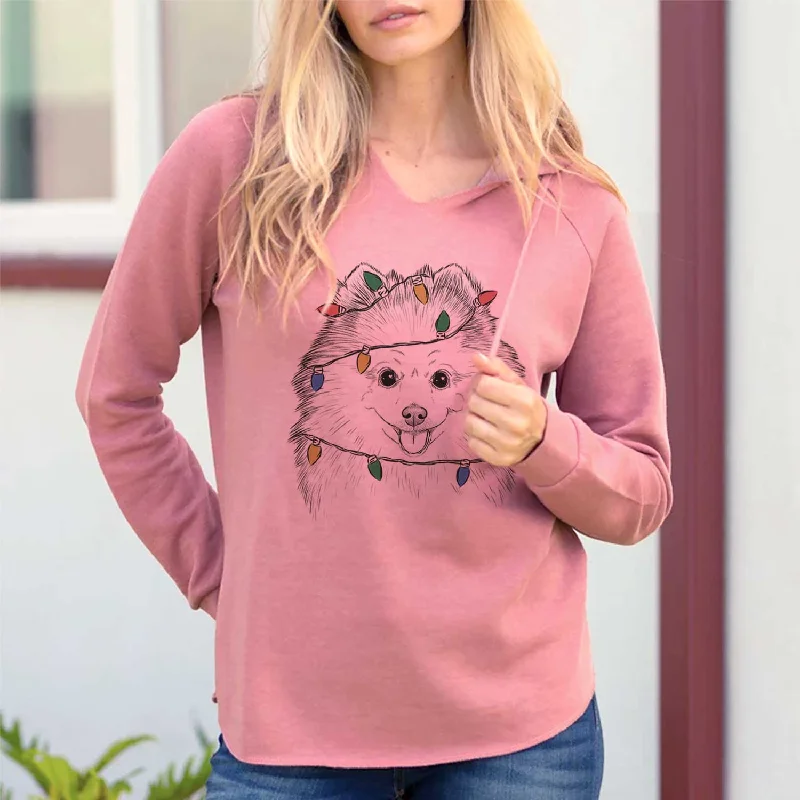 Christmas Lights Piper Jo the Pomeranian - Cali Wave Hooded Sweatshirt Hoodie with Ribbed Neckline Snug Warm Christmas Lights Piper Jo the Pomeranian - Cali Wave Hooded Sweatshirt Hoodie with Ribbed Neckline Snug Warm