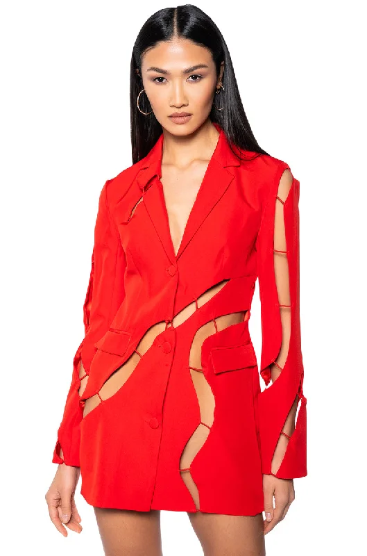THE BEST PART CUT OUT BLAZER IN RED Women's Classic Blazer