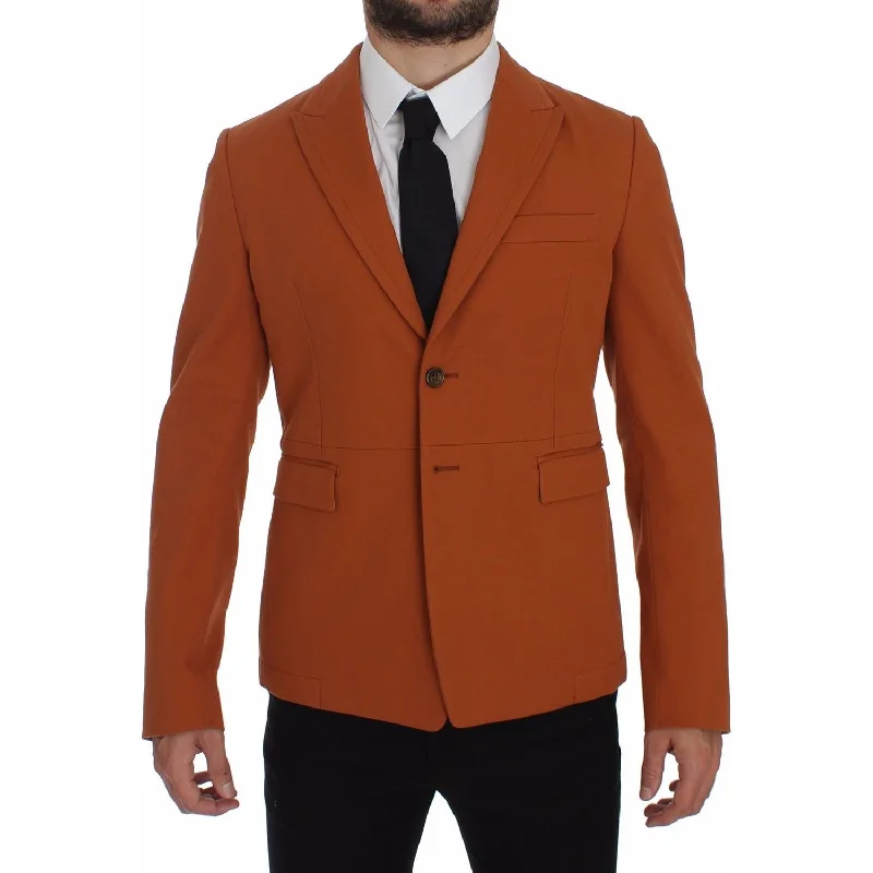 Dolce & Gabbana Elegant Orange Casual Cotton Blend Blazer Women's Long Blazer