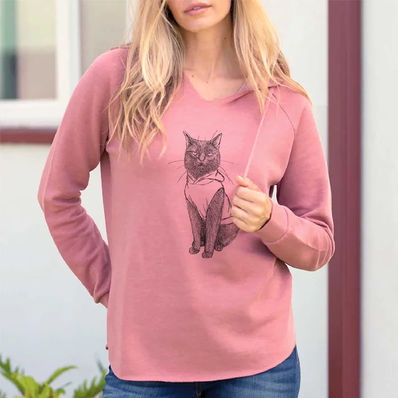 Doodled Simon Yosh the Bombay Cat - Cali Wave Hooded Sweatshirt Hoodie with Turtle Neck Cozy Winter Doodled Simon Yosh the Bombay Cat - Cali Wave Hooded Sweatshirt Hoodie with Turtle Neck Cozy Winter