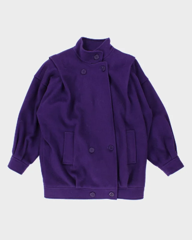 Women's Purple London Fog Winter Coat - M/L Trim Padded Insulated