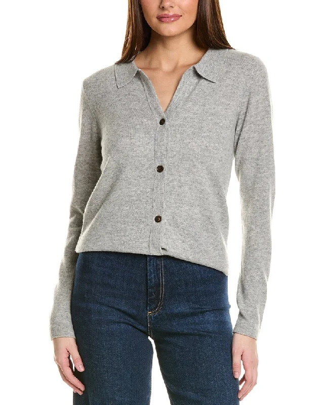 Amicale Cashmere Collared Dress Cashmere Cardigan Houndstooth Herringbone Solid