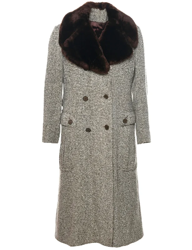 Double Breasted Wool Coat - M Fitted Loose Oversized