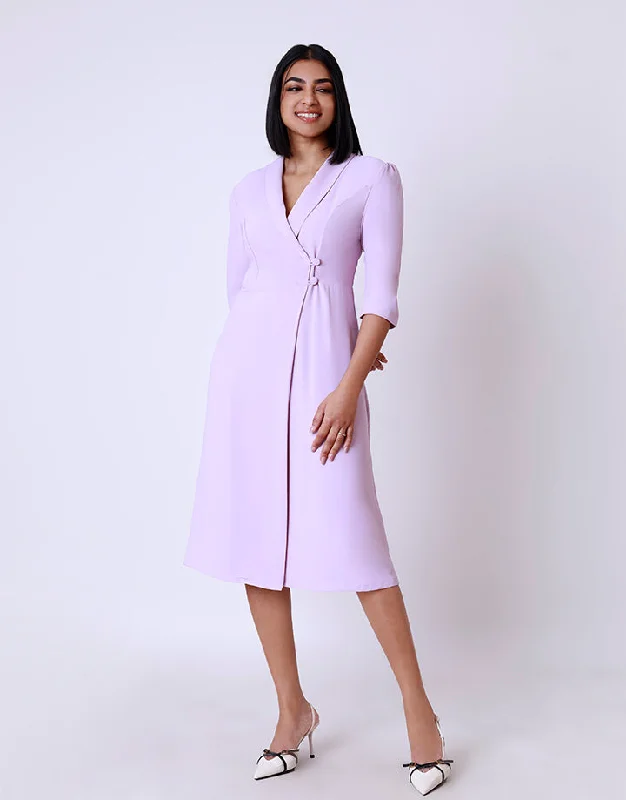 Blazer Collar Dress with Overlap Silk Women's Blazer