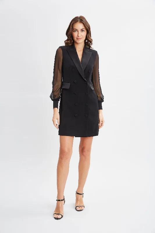 Chiffon Sleeve Blazer Dress Women's Long Blazer