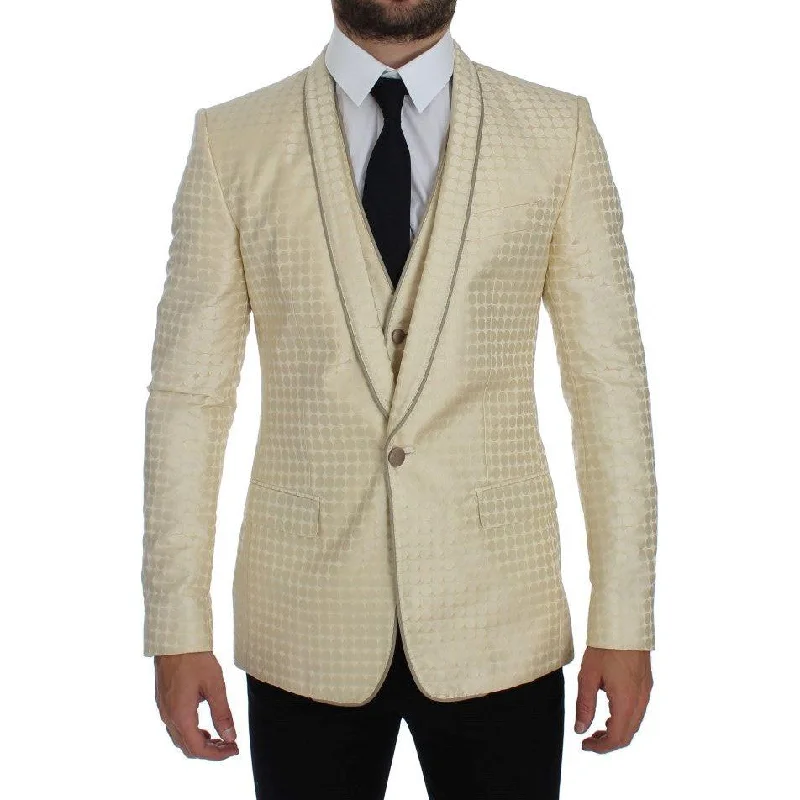Dolce & Gabbana Sophisticated Beige Polka Dotted Blazer & Vest Women's Short Blazer