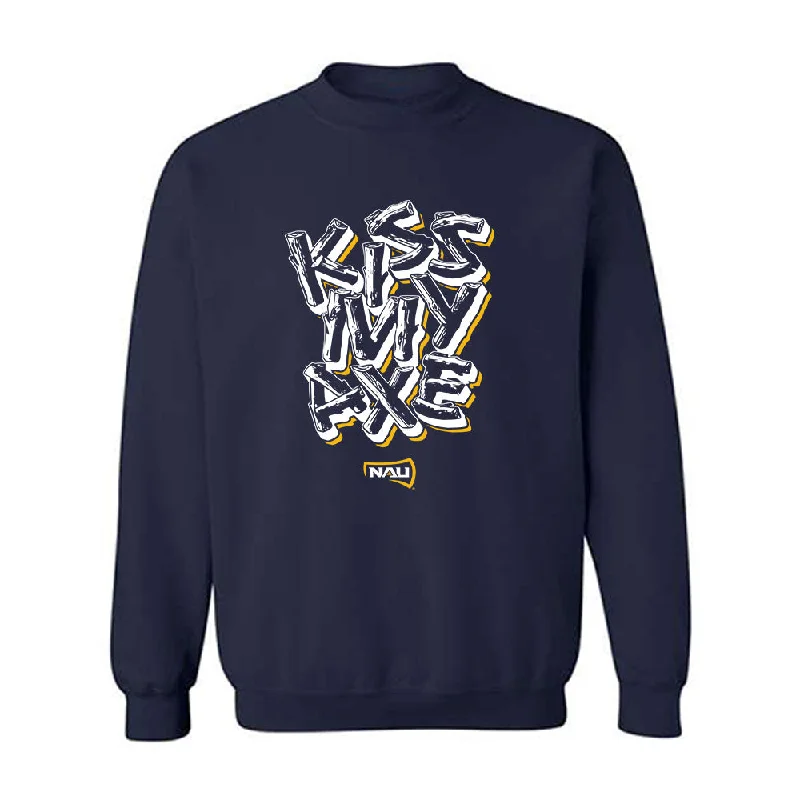 Northern Arizona - NCAA Women's Track & Field : Odessa Zentz - Kiss My Axe V1 Classic Shersey Crewneck Sweatshirt Hoodie with Half-Zip Sporty Casual