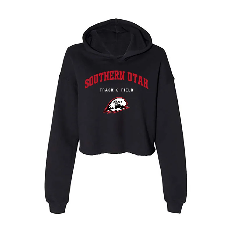 Southern Utah - NCAA Women's Track & Field : Quincy Esplin - Women's Crop Fleece Hoodie Hoodie with Raglan Sleeves Sporty Comfortable Southern Utah - NCAA Women's Track & Field : Quincy Esplin - Women's Crop Fleece Hoodie Hoodie with Raglan Sleeves Sporty Comfortable