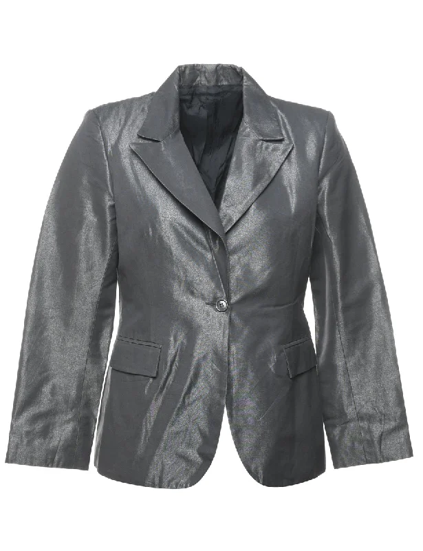 Dark Grey Shiny Blazer - M Women's Premium Blazer