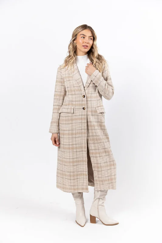 Chill Out Tan Plaid Coat FINAL SALE Faux Fur Real Fur Shearling