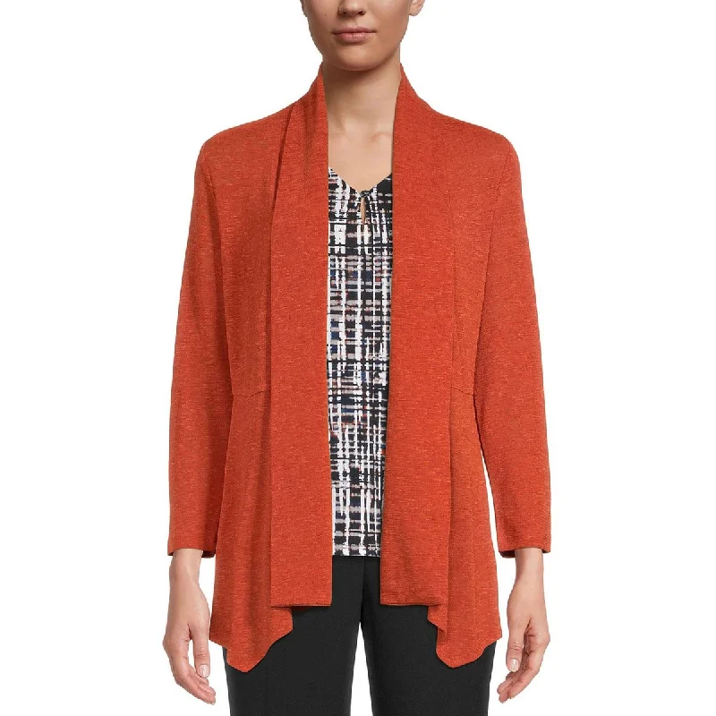 Kasper Womens Pointelle Open front Cardigan Sweater Chenille Brocade Lace