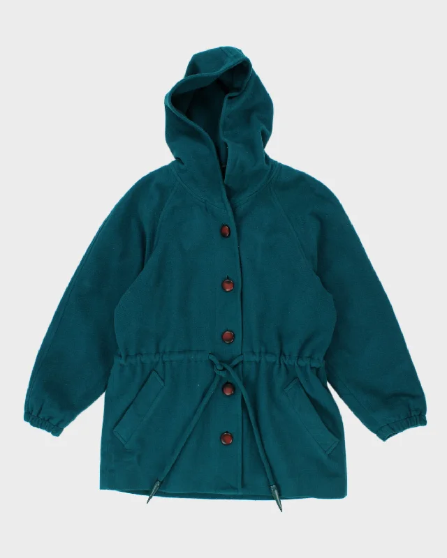 Vintage 80s Hooded Wool Coat - L Fitted Loose Oversized