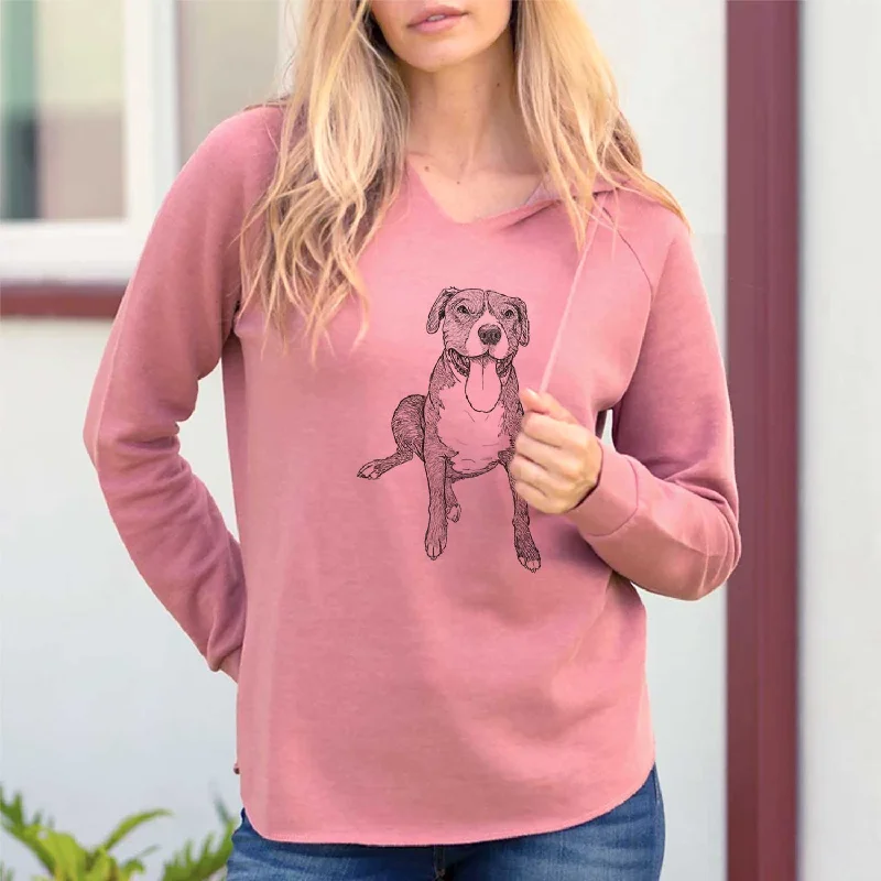 Doodled Zorro the Pitbull Mix - Cali Wave Hooded Sweatshirt Hoodie with Cuffed Sleeves Snug Secure Doodled Zorro the Pitbull Mix - Cali Wave Hooded Sweatshirt Hoodie with Cuffed Sleeves Snug Secure