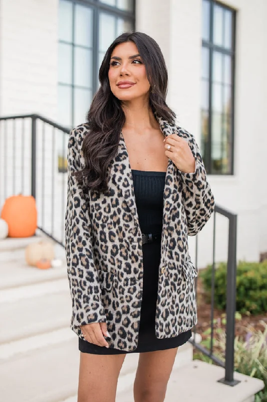 Do It Pronto Leopard Wool Blend Blazer Coat FINAL SALE Women's Formal Blazer