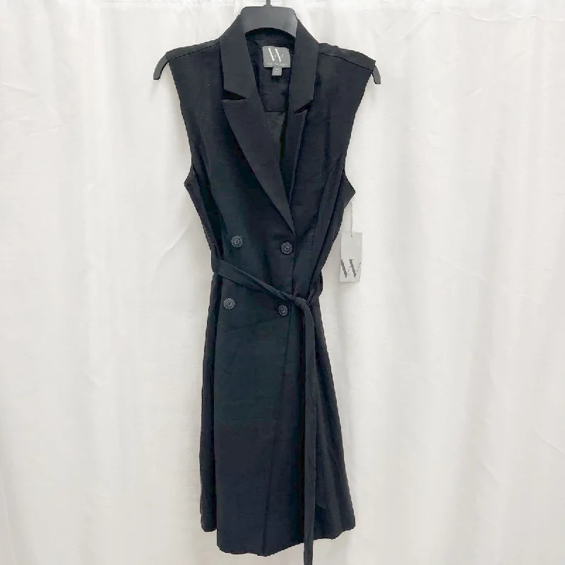 NWT Wmns WORTHINGTON Sleeveless Tie Belted Black Vest Blazer Dress Sz L MSRP$100 New Women's Blazer