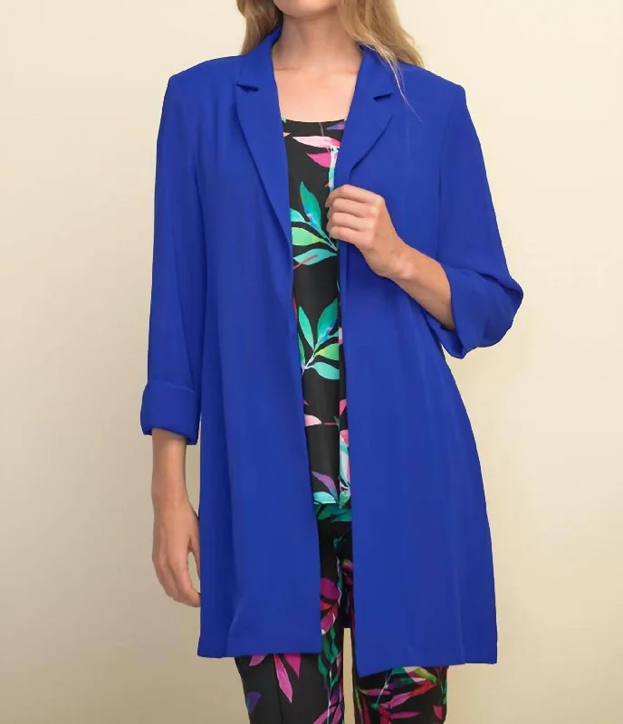 Oversized Blazer In Royal Sapphire Women's Leather Blazer