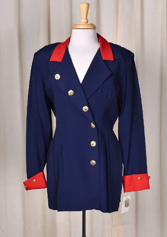 NWT 1990s Nautical Micro Mini Blazer Dress Women's Trendy Jacket