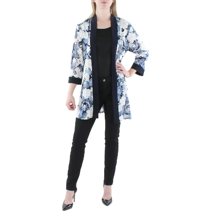 R&M Richards Womens Printed Cardigan Duster Blazer Mesh Fabric Canvas Fabric Denim Fabric R&M Richards Womens Printed Cardigan Duster Blazer Mesh Fabric Canvas Fabric Denim Fabric
