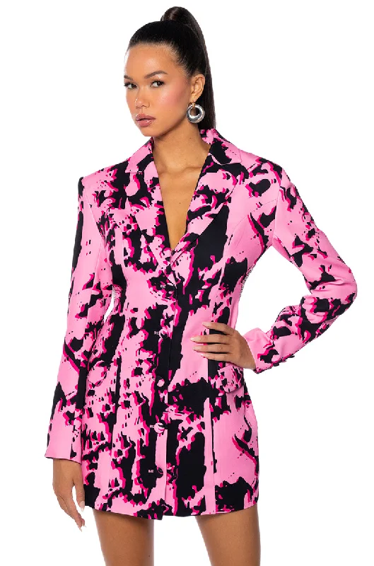 BLURRED LINES OPEN BACK MINI BLAZER DRESS Women's Classic Blazer
