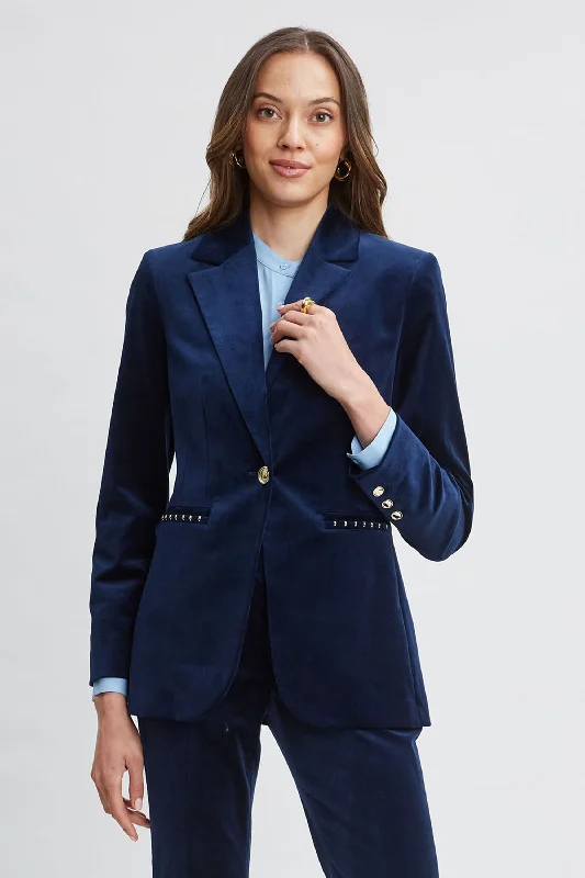 Single Button Velvet Blazer Summer Women's Jacket