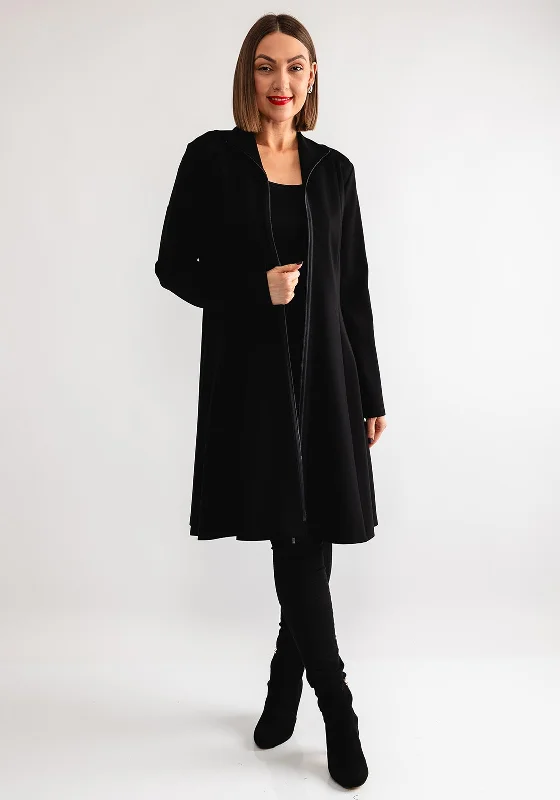 Joseph Ribkoff Zip Up Coat, Black Square Neck One-Shoulder Off-the-Shoulder