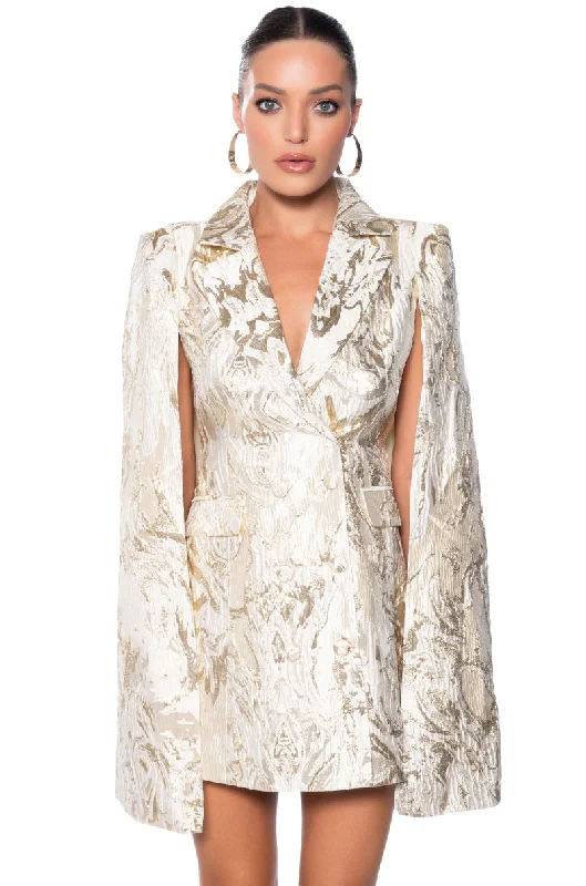 IMANI BROCADE CAPE SLEEVE BLAZER DRESS Women's Premium Blazer