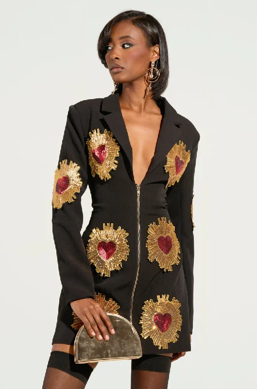 GLISTENIN IN GOLD BLAZER DRESS Women's Classic Suit