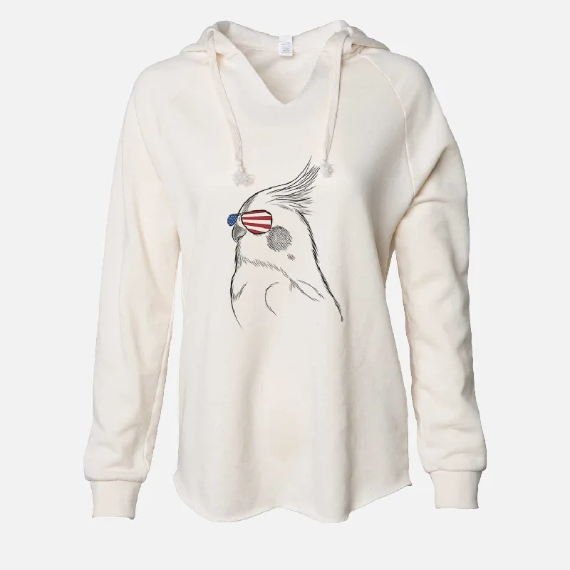 USA Charlie the Cockatiel - Cali Wave Hooded Sweatshirt Hoodie with Pocket Utility Practical USA Charlie the Cockatiel - Cali Wave Hooded Sweatshirt Hoodie with Pocket Utility Practical
