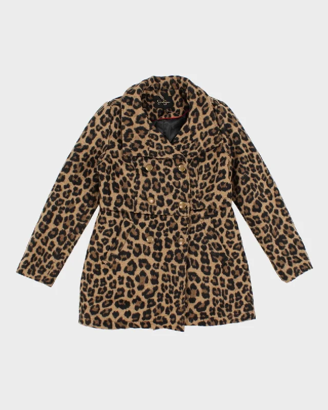 Y2K 00s Betsey Johnson Leopard Print Coat - L Chenille Brocade Lace