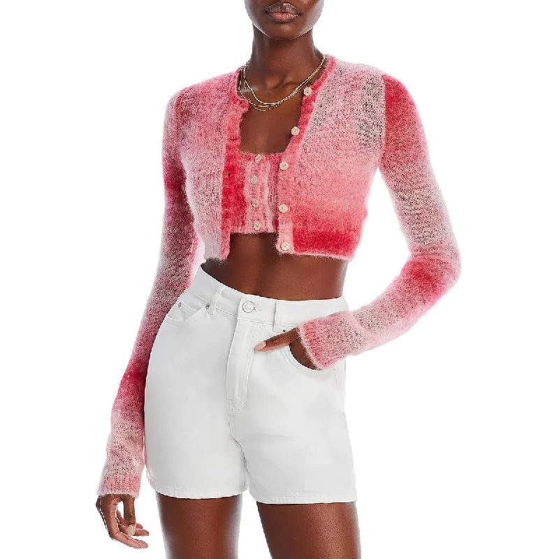 RE/DONE Womens Crop Alpaca Cardigan Sweater Stylish Fashionable Trendy